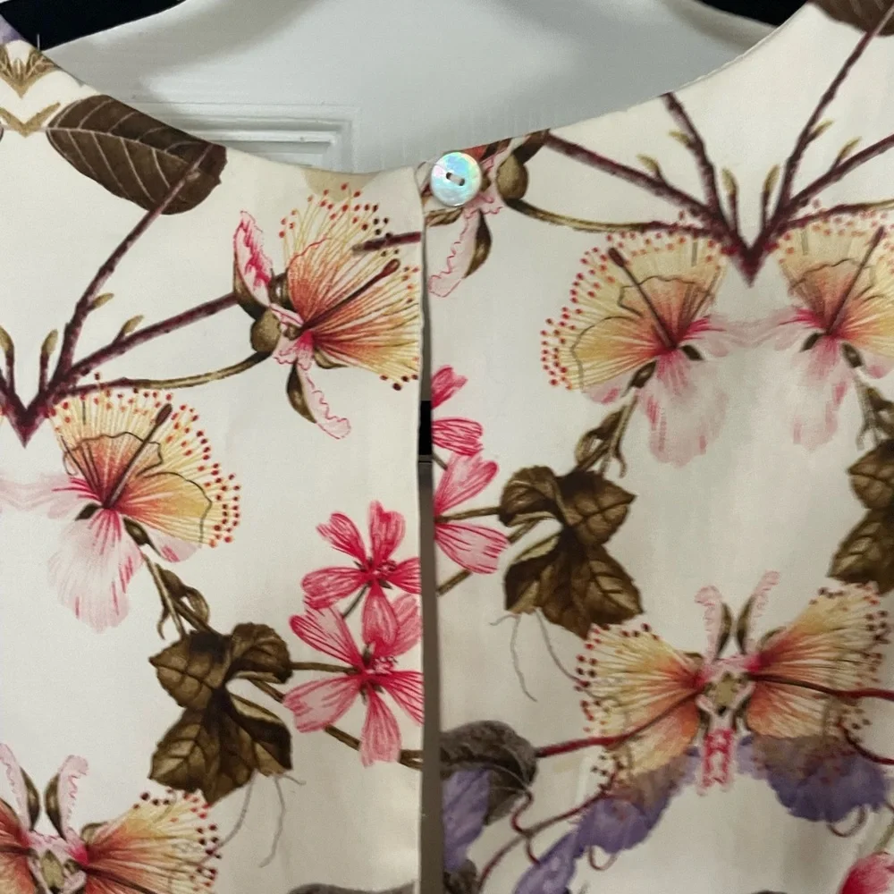 Ronni Nicole Cream Floral Skater Skirt with Pink & Purple Blooms